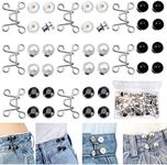 48 Pieces Adjustable Waist Buckle Extender Set, 8 Set 4 Style Jean Button Pins No Sewing Required Pants Clips for Waist, Pant Waist Tightener for Jeans Dress Perfect Fit Instant Button (Elegant Style)