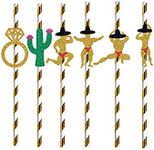 Bachelorette Party Decorations Straws 24 Pack | Cactus & Bridal Ring & Stripper Dancing Men Straws | Mexican Fiesta Party Drinking Favors