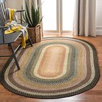 SAFAVIEH Braided Collection Area Rug - 3' x 5' Oval, Multi, Handmade Country Cottage Reversible, Ideal for High Traffic Areas in Living Room, Bedroom (BRD308A)