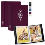 Lanpn Photo Albums 7x5 2 Packs, Linen Cover Small Acid Free Top Load Pocket Photo Book Picture Album Holds 52 Portrait Only 7 x 5 Picture (Purple,13x18 cm)