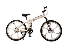 STURDY BIKES Foldable Magnesium Alloy Wheels Mtb With Single Speed And Dual Disc Brakes For Unisex (White)