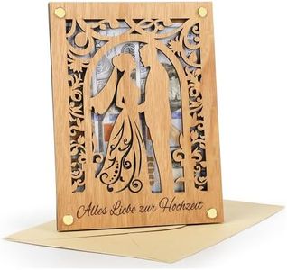 COCHIE Regalo de Dinero, Boda, Tarjeta de Boda, Regalo de Boda de Madera,Regalos de Boda Para Los Novios, Regalo de Dinero Personalizado, Tarjeta de FelicitacióN de Madera(Pareja)
