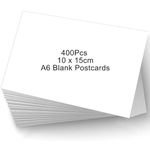 LOLYSIC 400 Pack A6 Blank Postcards 4" x 6” White Cardstock 250gsm Blank Cards A6 Plain Cards for Mailing Craft Arts, Bulk Blank Post Cards