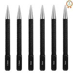 6 PCS Centre Punch Set Positioning Punch Set Strong Steel Nail Punch Prevent Drill Bit from Slipping Heavy Duty Impact Positioning Punch for Metal Wood Glass(1.5/2/3mm)