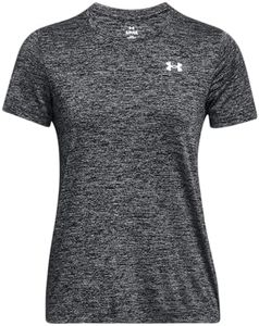 Under Armour Tech SSC Twist Camiseta de manga corta para mujer, cómoda camiseta de deporte, color negro/blanco