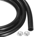 MECCANIXITY 10ft Silicone Rubber Tubing 1/4" ID 3/8" OD Plastic Tube Flexible Air Hose for Brewing, Wine Making, Pump Siphon, 6.4mm x 9.5mm, with 2pcs Clamps, Black