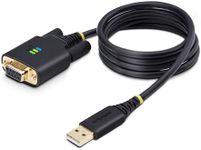 StarTech.com 3ft (1m) USB to Null Modem Serial Adapter Cable, COM Retention, FTDI, USB-A to RS232, Changeable DB9 Screws/Nuts