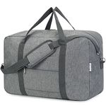 For Airlines Foldable Travel Duffel Bag Tote Duffle Carry on Luggage for Women and Men, Grey, 40L