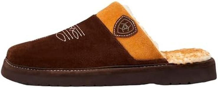 ARIAT Men's Indoor & Outdoor Rubber Bottom Silversmith Square Toe Slippers, Chocolate w/chest, 13