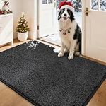 COSY HOMEER Nonslip Door Mats Indoor, 80 x 120cm Washable Dirt Trapper Welcome Front Doormat for Entryway Room Hallway, Absorbent Indoor Floor Mat for Muddy Shoes & Pets and Dogs, Black