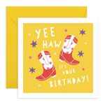 Central 23 Birthday Card Western - Yeehaw It's Your Birthday - Cowboy Boots - Greeting Cards For Uncle Aunt Dad Grandfather - Comes With Fun Stickers