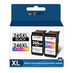 Jonity Remanufactured Ink Cartridges 245 and 246 Replacement for Canon 243 & 244 PG 245XL CL 246XL PG-243 CL-244 for Canon PIXMA MX492 MX490 MG2920 MG2922 MG2420 IP2820 Printer (1 Black 1 Tri-Color)