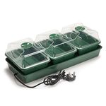 EarlyGrow MPL50034/C/P Heated Electric Shatter Resistant 3-Bay Windowsill Propagator with Capillary Mat and Tray (Self-Watering) - Green - 54.5 x 21.5 x 14.5 Centimetres