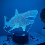 Shark Gifts, Ocean Fan 3D Night Light 16 Colors Changing lllusion Lamp with Remote Control Timer, Attivolife Home Bedside Decoration Birthday Christmas Present for Kids Boys Girls Children Men Women