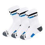 BLITZSOX CRICKET PRO Hi-Performance Professional Cricket Socks (Extra Thick & Durable) Crew Length Socks, Pack of 3 (Size UK 7-11, White)