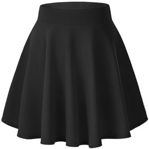 Urban CoCo Women's Basic Versatile Stretchy Flared Casual Mini Skater Skirt (S, Black)