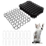 Pack of 24 Cat Grid 150 x 200 mm Thorn Grid Cat Repellent for Garden Plastic Cat Repellent Mat with 16 Spikes Black Animal Repellent Cat Repellent Mat for Dogs, Cats, Wild Animals, Inner and Outside