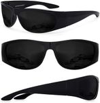 grinderPUNCH Super Dark Lens Black Sunglasses | Biker Style Rider | Wrap Around Frame