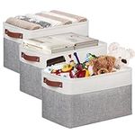 HATTERTOP Storage Baskets for Shelves, Fabric Storage Box for Organising Closet, Living Room, Nursery, Set of 3