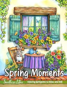 Spring Moments: Coloring Book With Relaxing Drawings of Cute Animals, Beautiful Flowers, and More to Color and Provide Relaxation and Creativity, Easy and Bold Illustrations for Adults and Teens