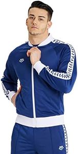 ARENA Men's Team Relax IV Track Jacket Front Zip Side Pockets Warm-Up Top Lightweight Athletic Retro Cool Bomber Jacket