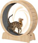 Saimly Cat Exercise Wheel Cat Wheels for Indoor Cats, Cat Running Wheel with Carpeted Runway, Cat Treadmill Wheel Exerciser for Kitty’s Longer Life, Plastic Cat Wheel for Fitness Weight (Wood)