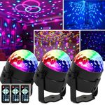 3 Pack Party Lights DJ Disco Light, TORIBIO LED Party Decorations Light Strobe Lights Sound Activated, 7 Modes RGB Party Disco Ball Stage Lights for Parties Home Dance Christmas Club, with Remote