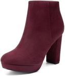 DREAM PAIRS Women's High Heel Ankle Boots Chunky Platform Booties,Size 8.5,Burgundy,Stomp