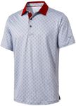 M MAELREG Golf Shirts for Men Dry Fit Short Sleeve Print Performance Moisture Wicking Polo Shirt, Grey Bordo Club, X-Large