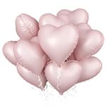 Baby Pink Heart Balloon, 10PCS Pink Foil Heart Balloons, 18inch Pastel Pink Heart Shape Balloons Helium Birthday Party Decorations for Girls Brithday Party, Baby Shower, Valentines Day, Princess Party