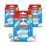 Duck Fresh Discs Toilet Cleaner Refill Twin Pack, Fights Stains That Harbour Germs, Prevents Limescale Build Up, Marine Fragrance, Pack of 3 (Total of 6 Refill Tubes)