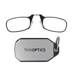 ThinOptics Reading Glasses 2.00 Black Frames with Keychain Case - Compact Foldable Reading Glasses 2.00 Strength with Flex-Fit Technology, KC2.0BLACKISR