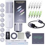 Dragonhawk Tattoo Maschine Set Wireless Tattoo pen Rotary Maschine Tattoo Gun Tattoo Ink Tattoo Cartridges Needles for Tattoo Beginners (white)