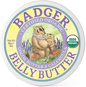 Badger - Belly Butter, Cocoa Butter & Calendula, Certified Organic Belly Butter, Vitamin E Belly Butter, Coconut Oil Belly Butter, Pregnant Belly Butter for Stretched Skin, 2 oz