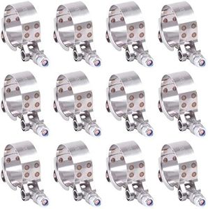 Hilitchi 12Pcs Stainless Steel T-Bolt Clamps with Rounded Band Edges Heavy Duty Turbo Intake Intercooler Clamp (32-37MM)-12PCS for 1 Inch Hose