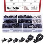 Hilitchi 135 Pcs 6 Sizes Black Plastic Cable Clamp R Type Screw Mounting Cord Fastener Cable Clips Assortment Kit with Screws for Wire Management Cable Conduit (Clips from 6mm to 23mm)