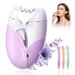 Facial Epilator for Women, Electric Facial Hair Removal for Women with 2 Speed Setting 36 Tweezers and LED Light, Mini Cordless Face Epilator Suitable for Face Bikini Line Areas Underarms Arms Legs