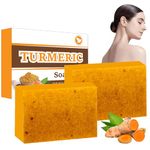 Turmeric Glow Soap - Turmeric Soap for Skin Brig_htening - Natural Tumeric Soap for Body & Face - Handmade Turmeric Soap Bar - Tumeric Soap for Acne, Dark Spots, Smooth Skin (200g (Pack of 2))