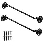 2Pack 10 inch Hook and Eye Latch, Stainless Steel Shed Lock Cabin Hooks Outside Metal Door Look Gate Latches with Mounting Screws for Door Gate Window Closet Silent Brace Black