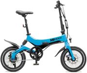 MiRiDER 16 Azure Blue Folding Electric Bike - Lightweight Magnesium Alloy Foldable eBike - 36V 7Ah Integrated Battery | Thumb Throttle With Pedal Assist | 16" Wheels & Aero Rims
