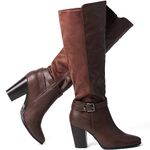 Women's Heeled Knee High Boots Zip Up Chunky Heeled Boots Tall Boots for Women Coffee Brown 7