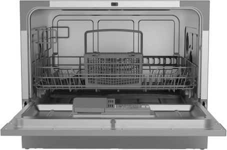 Russell Hobbs Compact Freestanding Dishwasher, 6 Place, Eco Mode, Silver