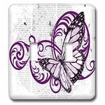 3dRose LSP_235684_2 Pretty Purple Faux Glitter Butterfly on a Flourish Background Toggle Switch, Multicolor