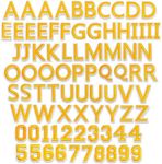 Gold Alphabet Letter and Number Iron On Patches for Clothing (82 Pieces)