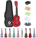 NOT HOME® 21" Soprano Ukulele with a Carrying Bag and a Digital Tuner, Specially Designed for Kids, Students and Beginners (Red)