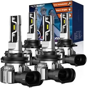 NOVSIGHT H11 9005 LED Light Bulbs - 500% Super Brighter 6500K Cool White, Fanless Light, 1:1 Design, Plug and Play 3 Mins Installation, H8 HB3 Automotive Fog Lamps, Pack of 4 (2 Years)