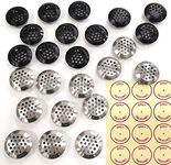 Daily Treasures 24Pcs Air Vents, 1inch(25mm) Dia Stainless Steel Circular Vent, 2 Colors Round Vent Mesh Hole Louver-Circular Soffit Vent for Kitchen,Bathroom,Cabinet and Wardrobe (Black, Silver Tone)