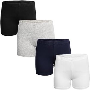 Popular Girls Under Dress Shorts - Cotton Under Shorts for Dresses. Cartwheel Sports Undershorts 4pk Blk Wht Nav Grey 14