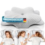 Glückstoff® Ergonomic Memory Foam Pillow [FOR ALL SLEEP TYPES] - Side Sleeper Pillow - For Side, Back & Front Sleepers - White
