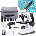 Monocular Microscope for Adults Students,40X-2000X Magnification,Dual LED Illumination Beginners Microscope with Science Kits,Phone Adapter,Carrying Case,AC Adapter,15 Slides for Lab Class Study